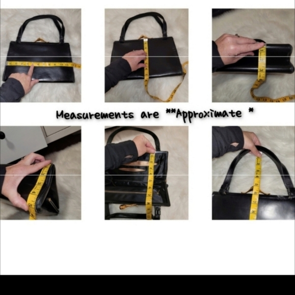 RARE Vintage KORET Black Steer leather golden hinged doctor kiss shoulder bag - Picture 14 of 16